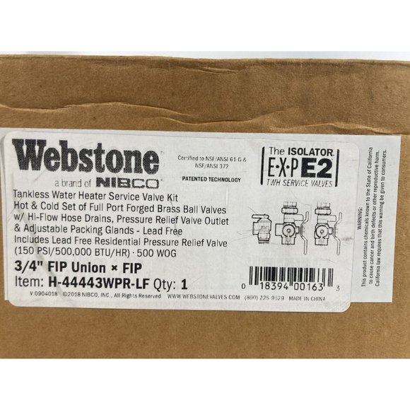 New H-44443WPR Webstone/NIBCO 3/4" Isolator E-X-P- E2 Valve Kit - open box - Picture 3 of 5